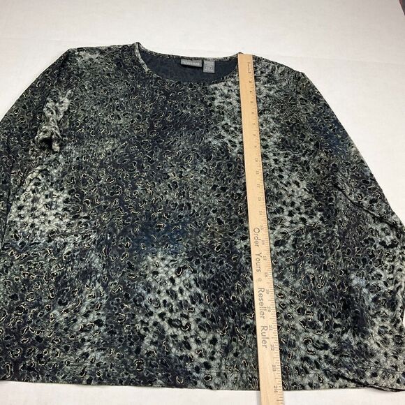 Chicos Additions Womens Blouse Printed Shirt Crew Neck Stretchy Work Top 3 XL - Picture 5 of 11